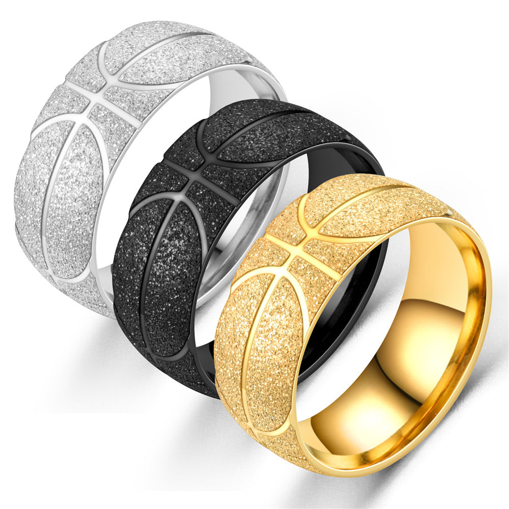 Men's Titanium Steel Jewelry Basketball Ring Sports