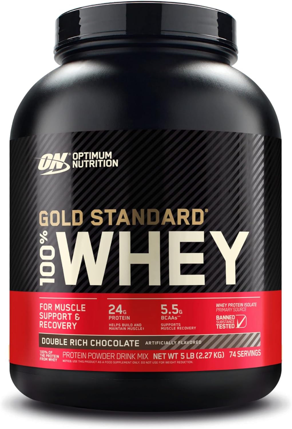 Optimum Nutrition Gold Standard 100% Whey Protein Powder, Double Rich Chocolate, 5 Pound