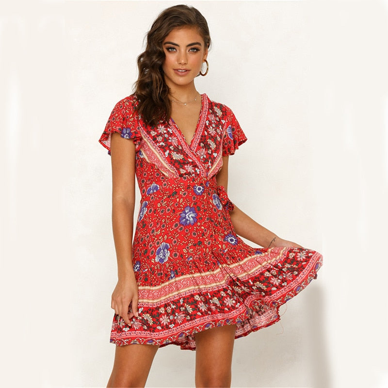 Floral estilo Vintage womans dress