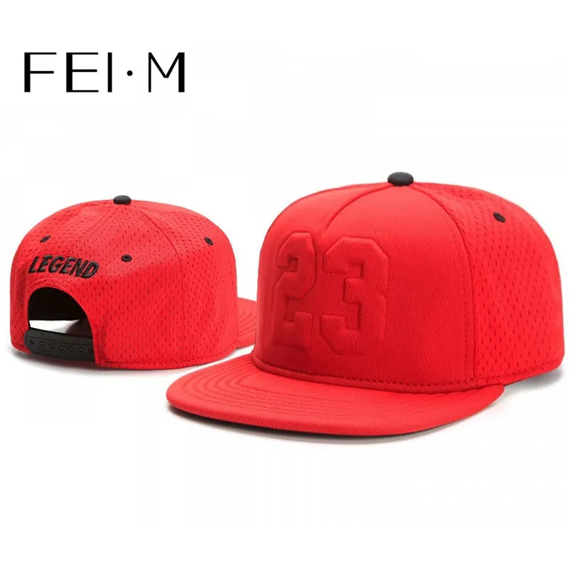 FEI M Fashion 23 LEGEND Snapback Cap - Red, Breathable, Outdoor Running, Casual Sun Hat for Adults, Travel, Hip Hop Style