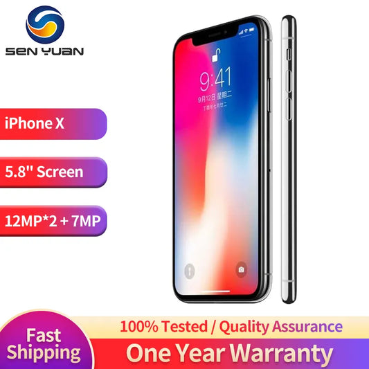 Original iPhone X CellPhone Unlocked 3GB RAM 64GB/256GB ROM 5.8" 4G LTE 12MP 2 Rear Camera  Hexa Core Apple Mobile Phone