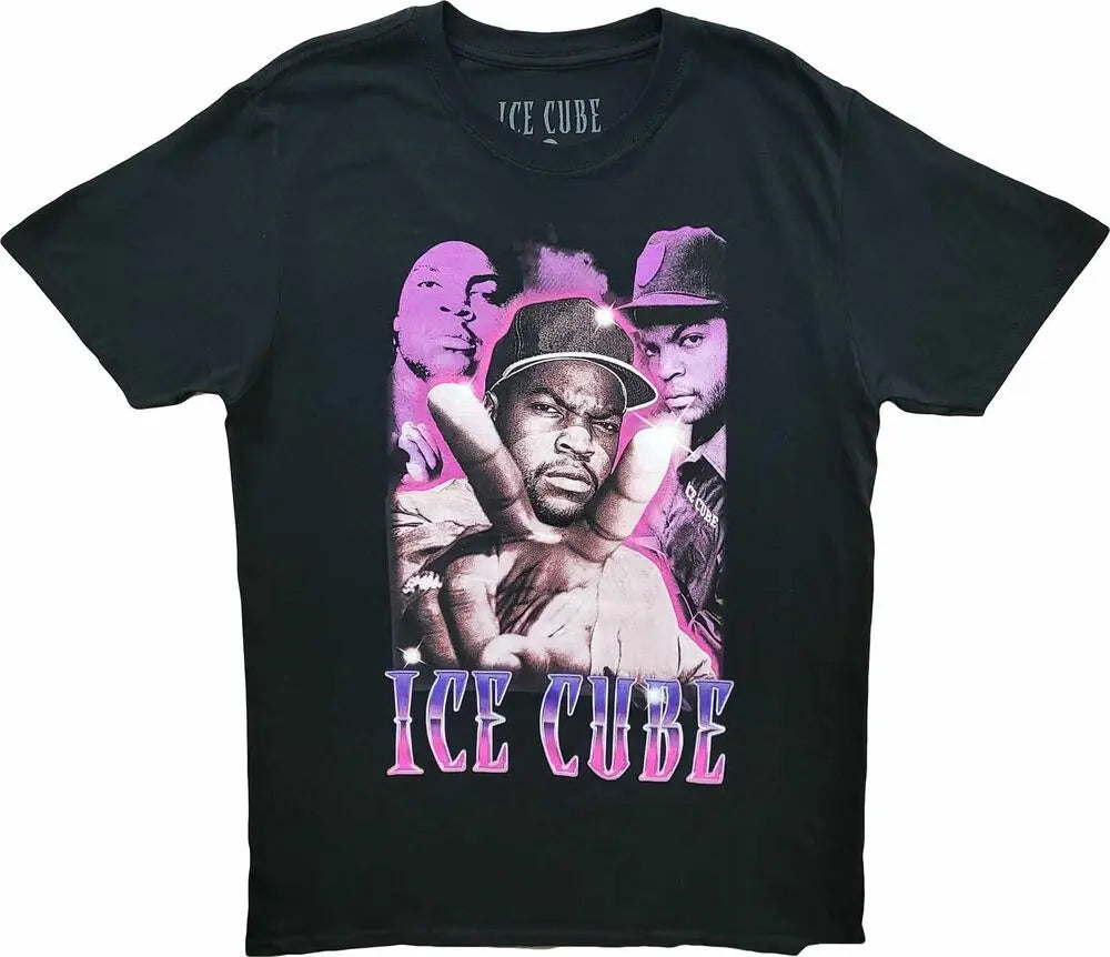 Optimize product title: Men's Vintage Hip Hop Rap T-Shirt with Ice Cube and Peace Sign Design