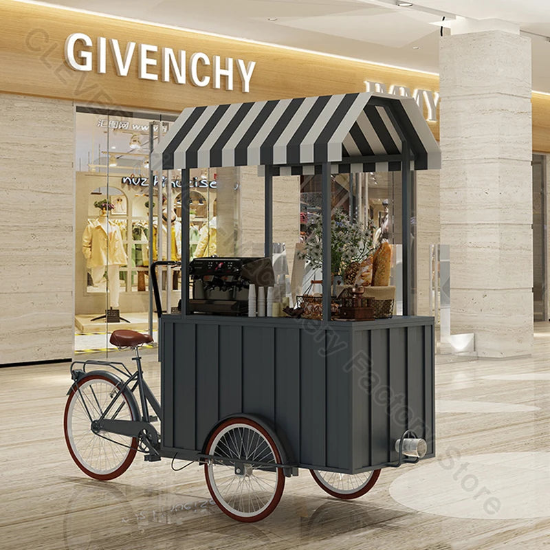 Retro 3 Wheel Display Vending Bike Try-Out Table Food Tricycle Shopping Mall Booth Can Be Customized