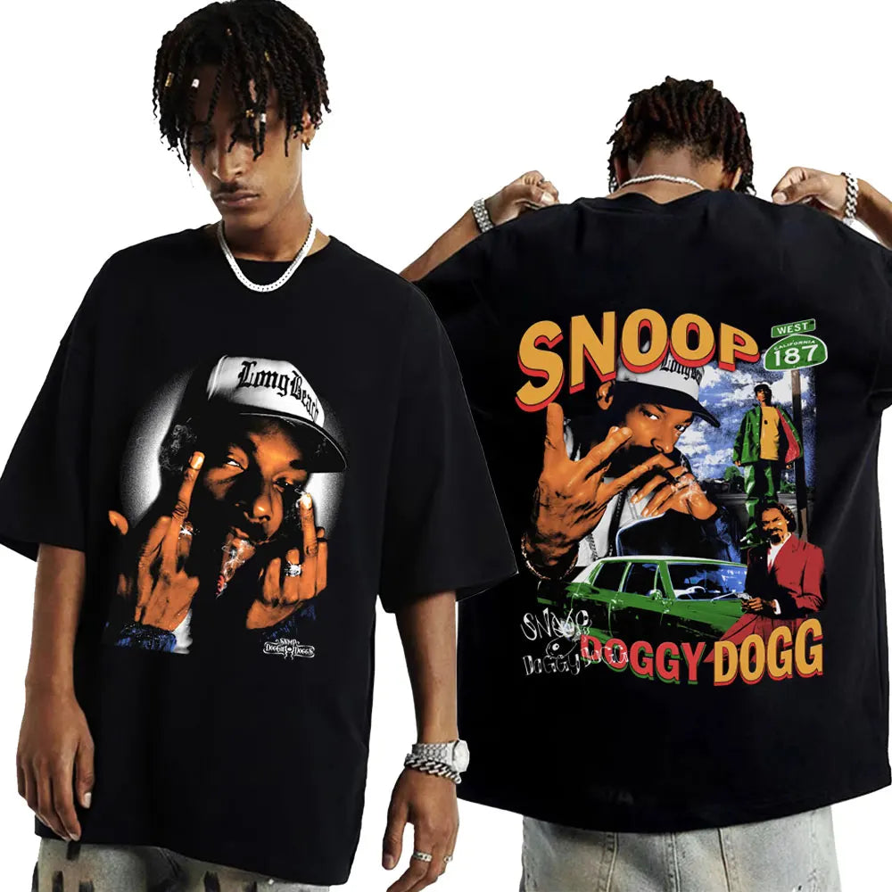 Snoop Dogg 90s Rapper Graphic T-Shirt - Men's Hip Hop Gothic Street Style - High Quality 100% Cotton - Oversized Fit