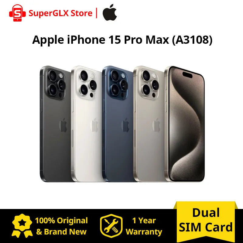 2023 Original Apple iPhone 15 Pro MAX 8GB RAM 256GB/512GB/1TB ROM A17 Pro Bionic Chip 6.7'' 120Hz Super Retina XDR Display NFC