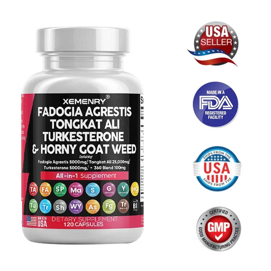 Tongkat Ali 25000 Mg Turkestan 5000 Mg Epimedium, Saw Palmetto, Maca Root, Siberian Ginseng Supplement 120 Capsules