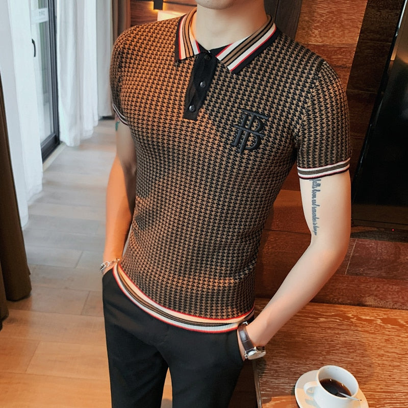 Short Sleeves POLO Shirts/Male Slim Fit Business Knit POLO Shirt Homme Tee Plus Size 4XL