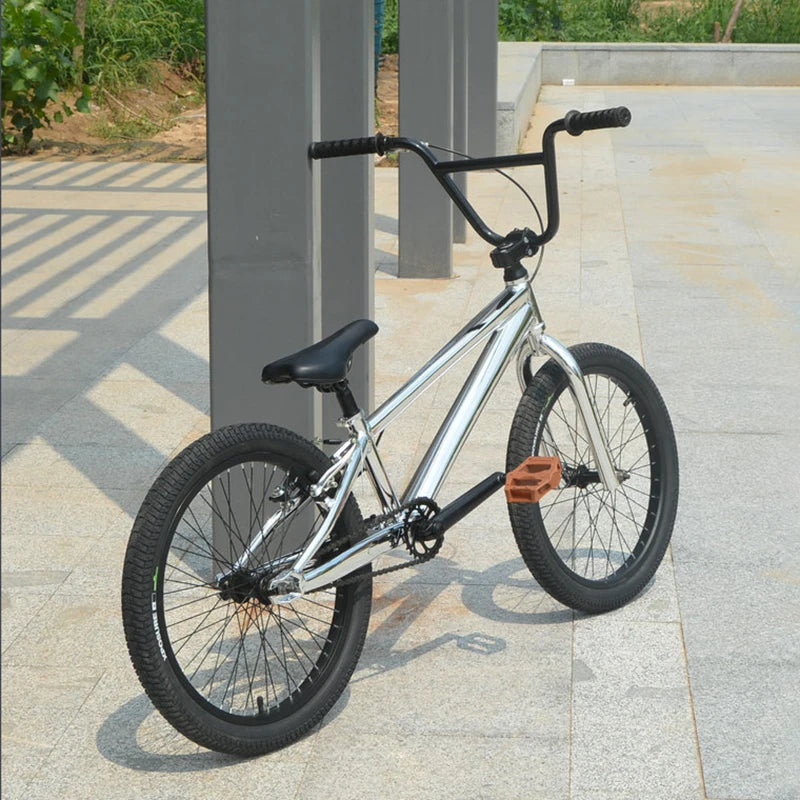 20 Inch BMX Aluminum Alloy Frame Performance Bike Light Weight Bright Silver Color Street Commuter Bicycle With Rear Brake